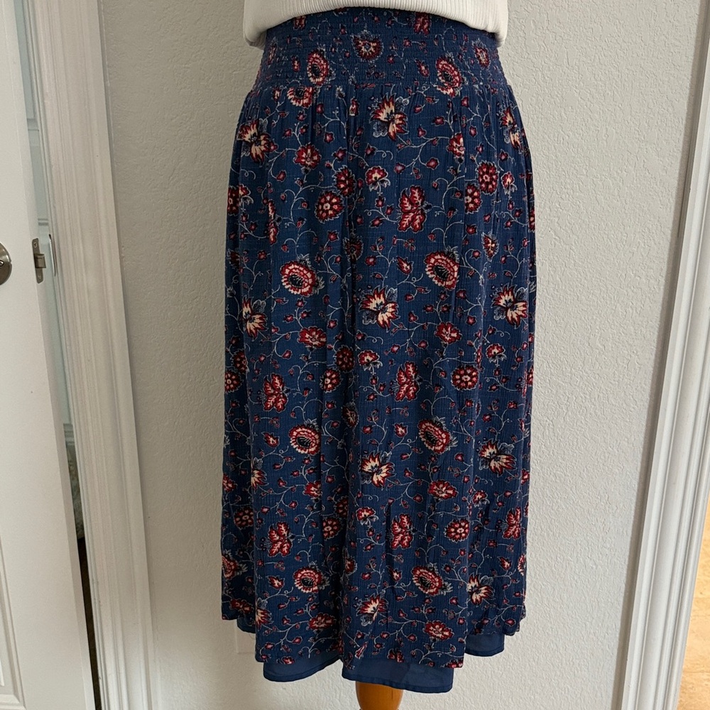GAP Blue and Red Floral A-Line Skirt